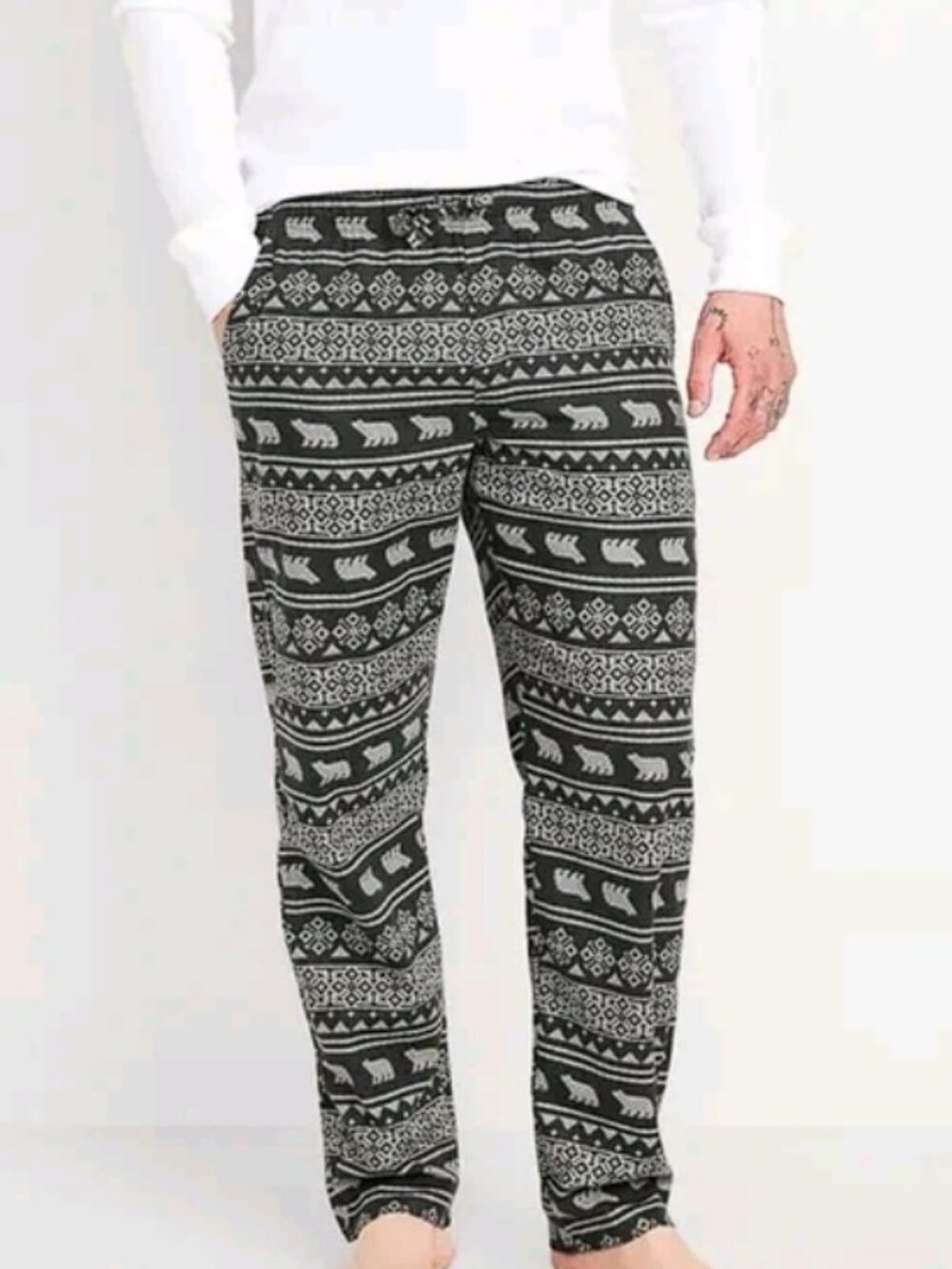 Old Navy Flannel Pajama Pants Men's Black White Polar Bears (L) NWT!